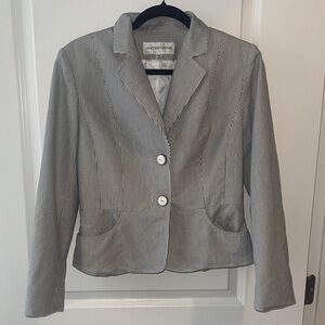 Jones New York Women's Black and White Pinstripe Blazer